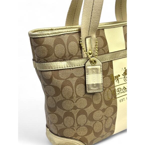 Coach Signature Stripe Heritage Tote Bag - Picture 4 of 16